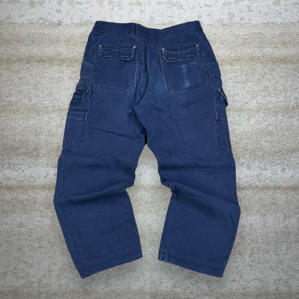 Vintage Y2K Duluth Trading Cargo Pants 36x30 Baggy Fit Navy Blue Canvas